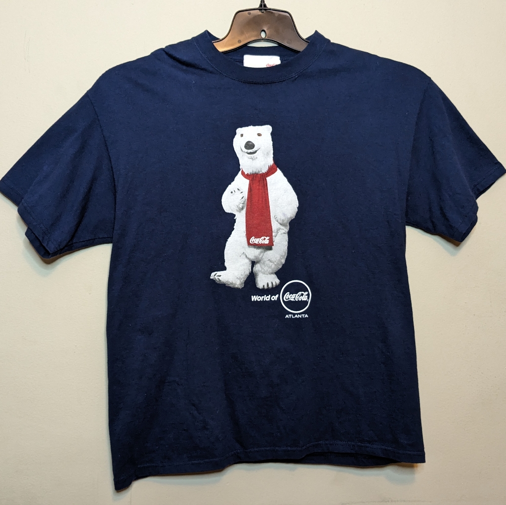 Coca Cola Shirt Mens L Polar Bear Christmas Crew Neck Short Sleeve Tee Festive